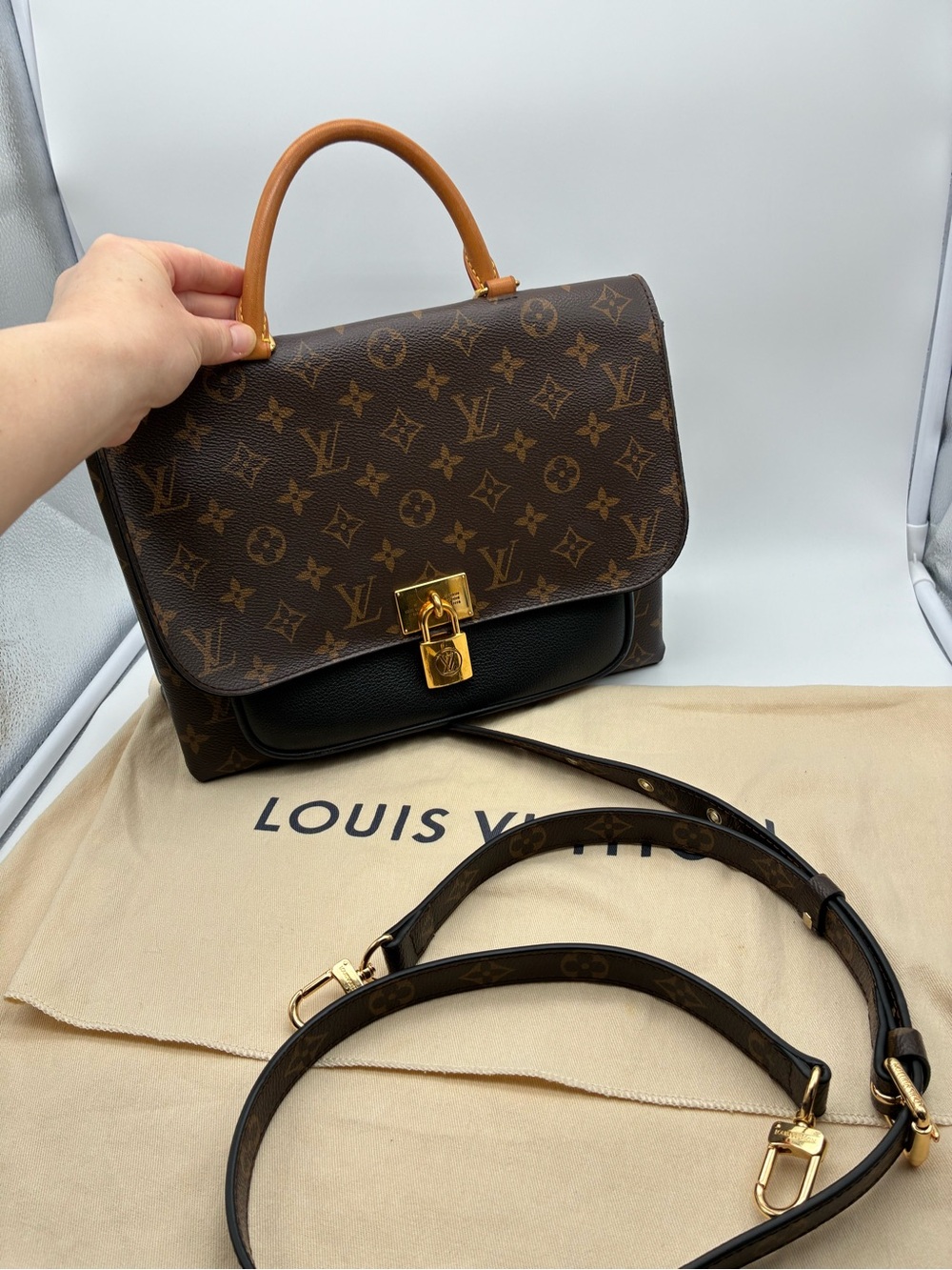 Louis Vuitton Monogram Marignan Black handbag crossbody with COA and LV dustbag